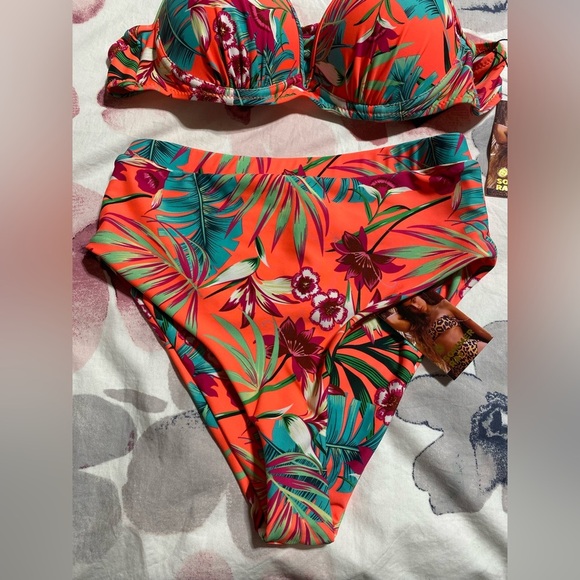NWT Sommer Ray Cheeky High Waist Tropical Floral Bikini Set Size Small - Picture 3 of 7